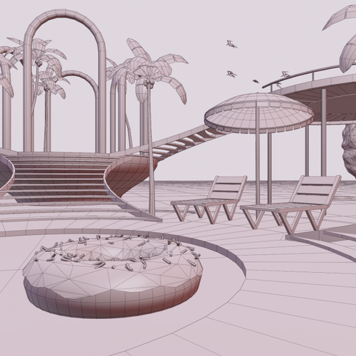 Dollhouse render 04 wireframe