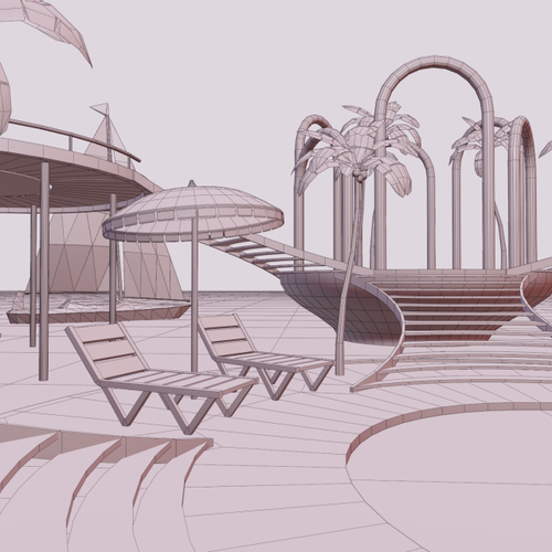 Dollhouse render 07 wireframe