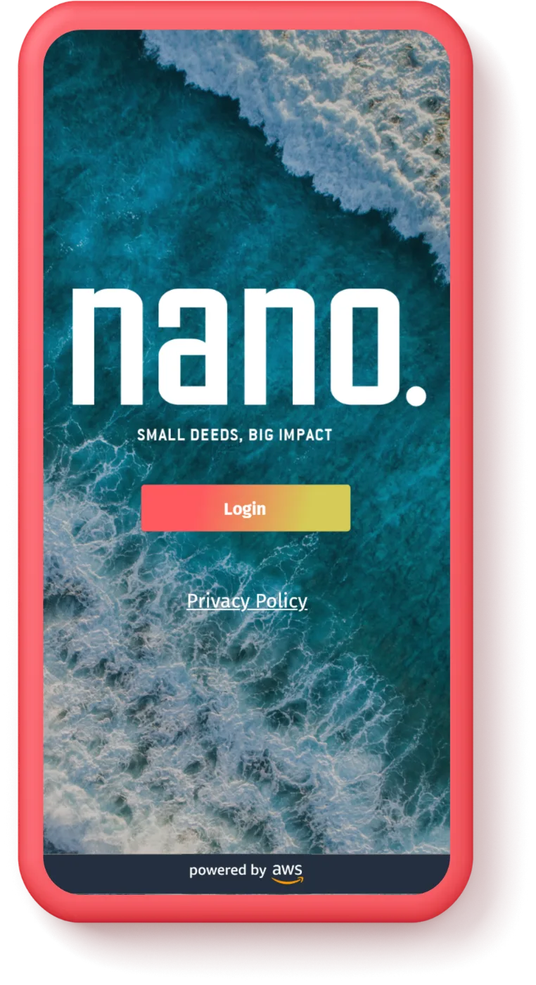 Nano app screen: tracking a sustainable action