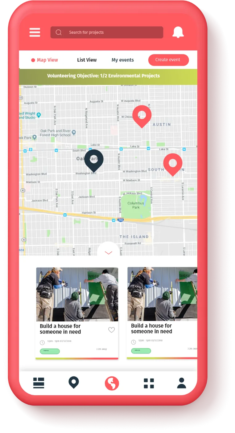 Nano app screen: community activity